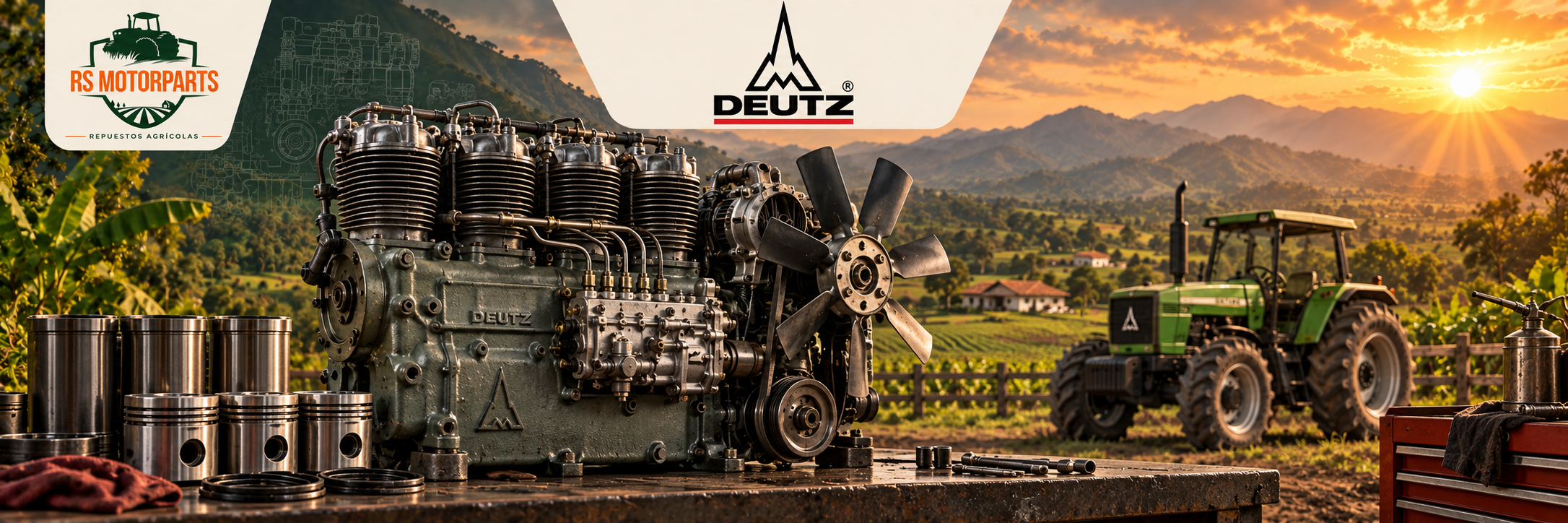 Ilustración de motor Deutz y componentes de reparación, RS MOTORPARTS