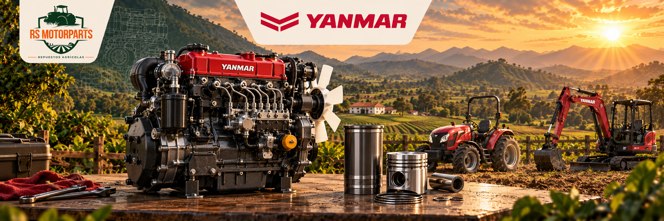 Ilustración de motor Yanmar y componentes de reparación, RS MOTORPARTS