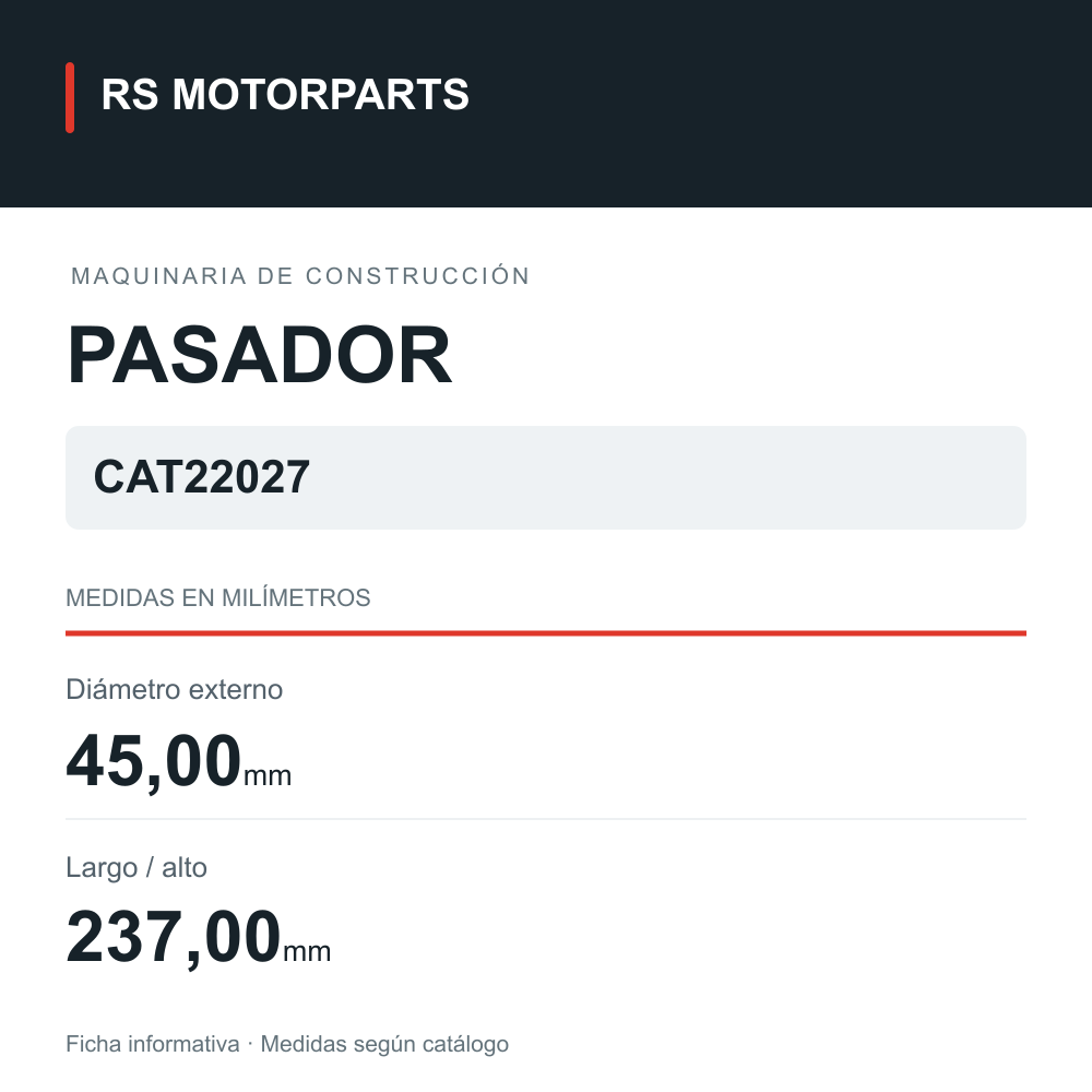 Pasador para maquinaria de construcción · 9R0097