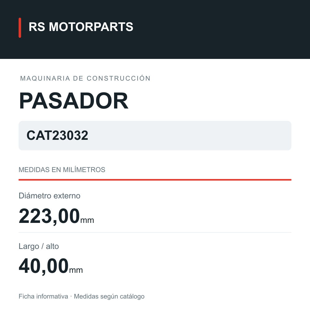 Pasador para maquinaria de construcción · 1601014